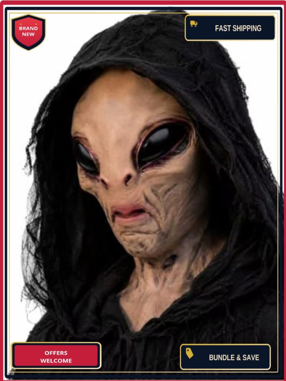 Alien Mask Latex Scary Alien Head Costume Party Prop Cosplay